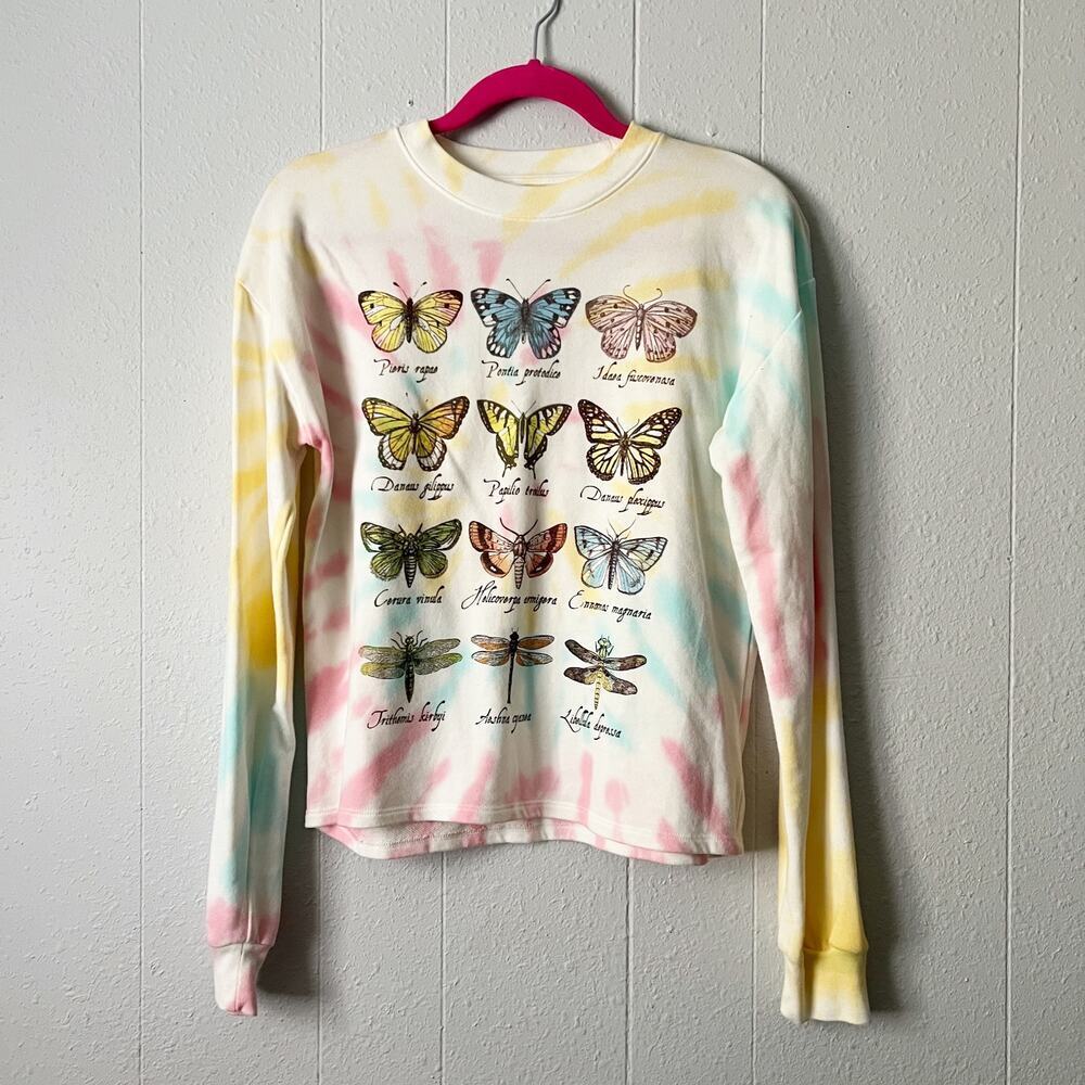Freeze Tie Dye Sweatshirt Womens Small Lightweight Butterfly Nature Forest Fairy